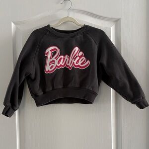 Zara Barbie Kids Black and Pink crop Sweatshirt
